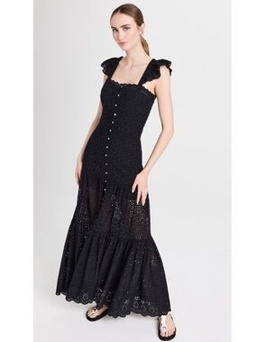 NWT Veronica Beard Aislin Eyelet Maxi Dress, Black